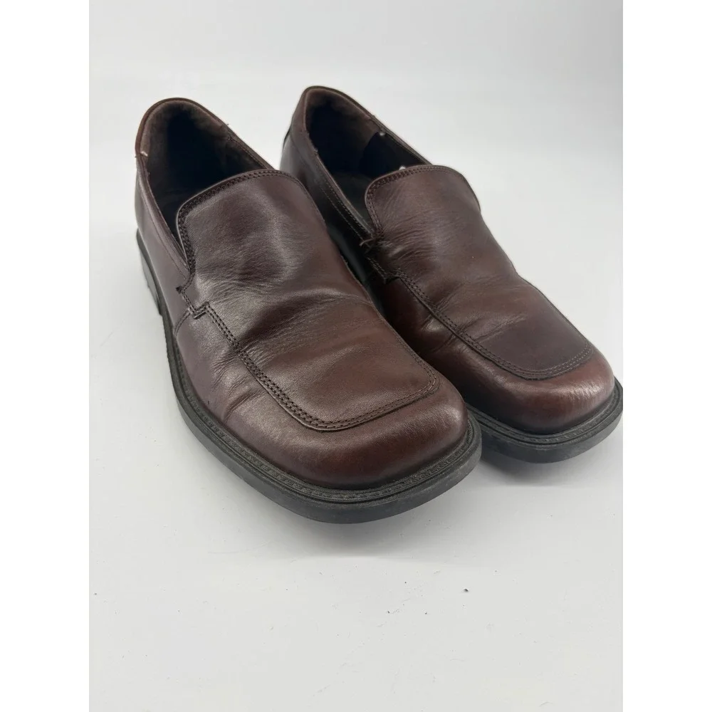 Vintage Kenneth Cole NY Democrat Square Toe Loafers Brown Leather Y2K Italy 41 8
